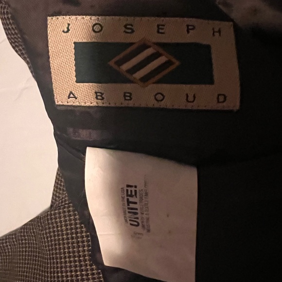 VINTAGE JOSEPH ABBOUD FOR JACOBSON’S TAN/ BLACK CHECK MENS SPORT COAT - Picture 5 of 7